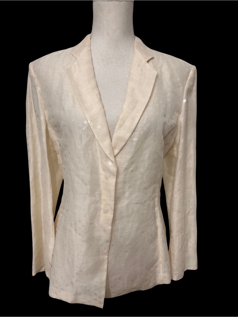 Vtg Giorgio Armani A Milano Borgonouvo 21 Cream Blazer SZ 44 Linen Silk Blend